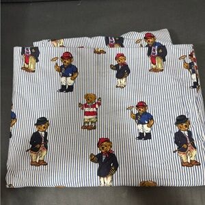 Authentic Blue Stripe Ralph Lauren Queen Flat Sheet - Polo TL, Vintage